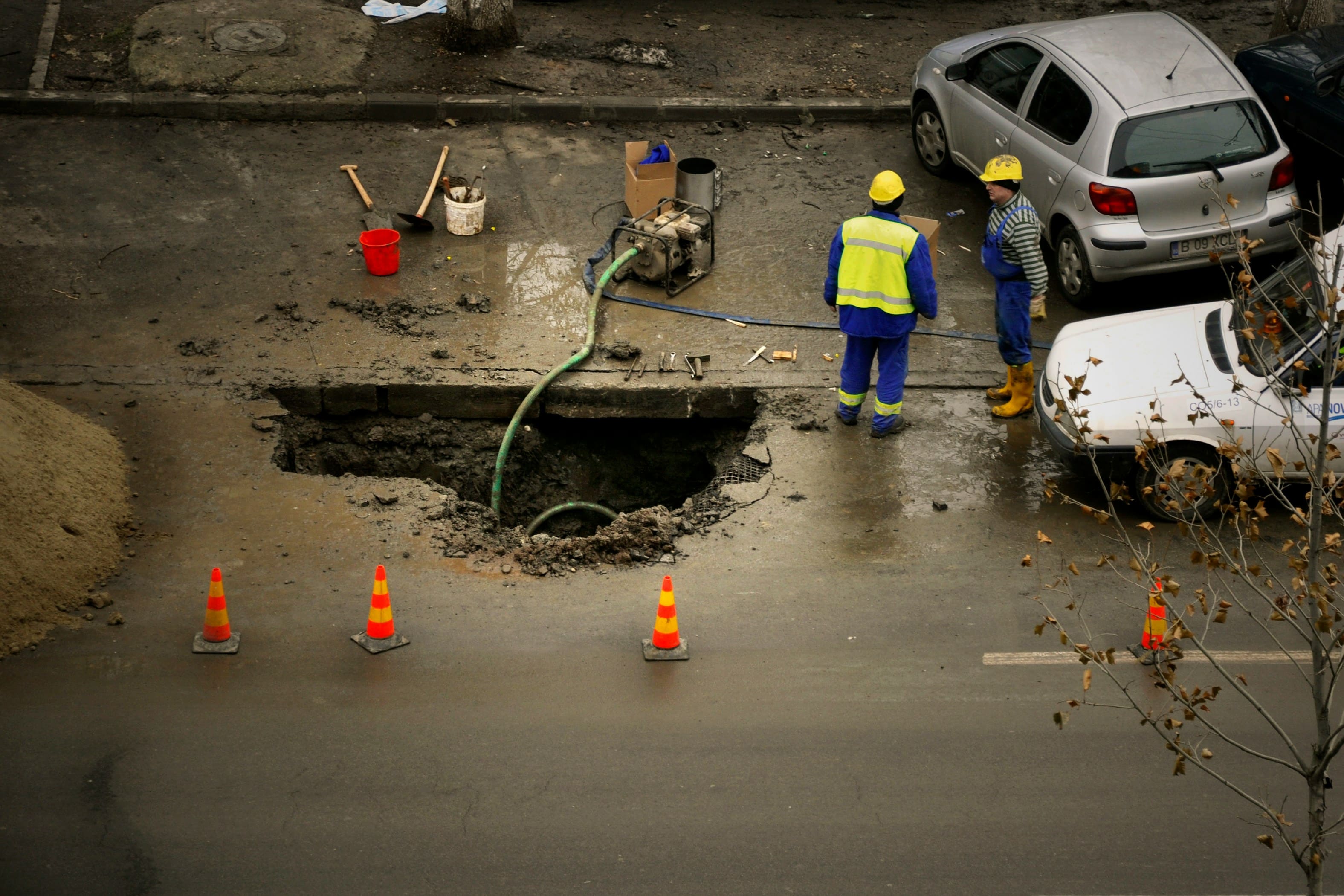 Drain specialist working on a drain